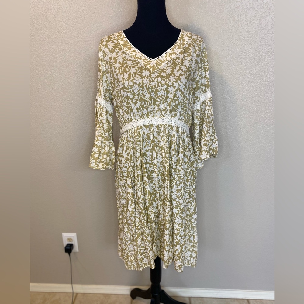 Tan and white boho dress